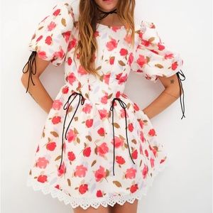 For Love & Lemons Jesse Puff Sleeve Floral Mini Dress